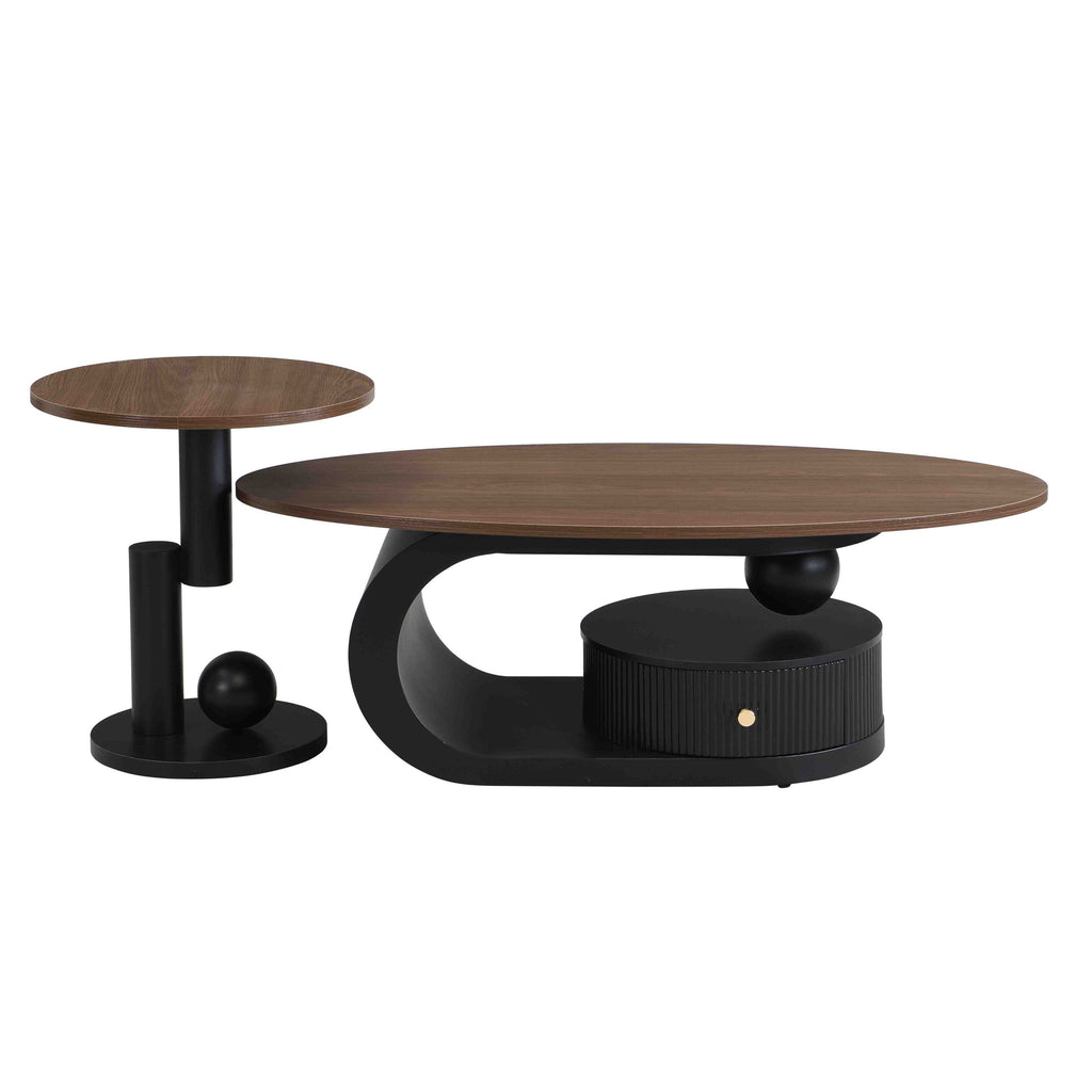 Elegant Black Nesting Coffee Table Set of 2 with Storage.