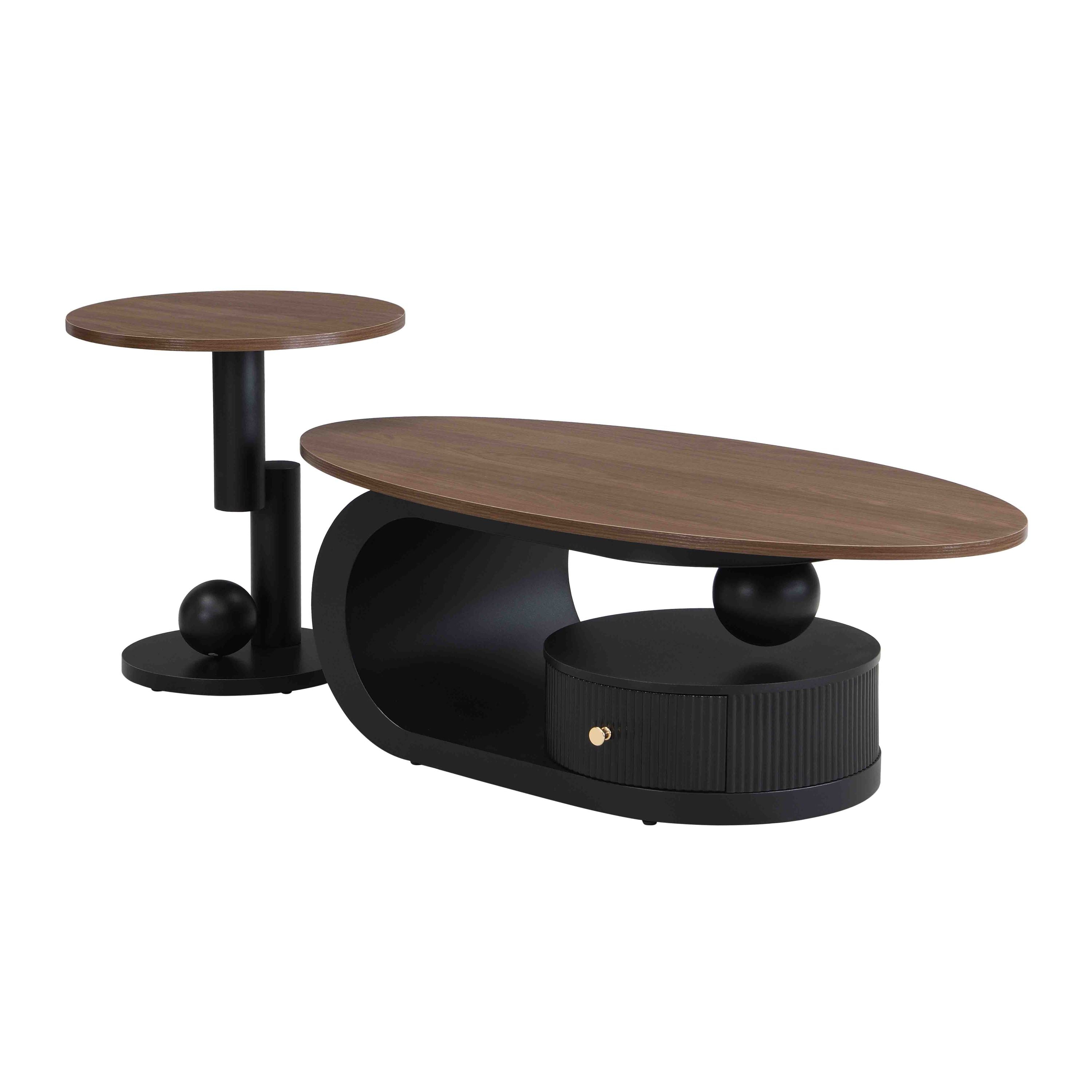 Elegant Black Nesting Coffee Table Set of 2 with Storage.