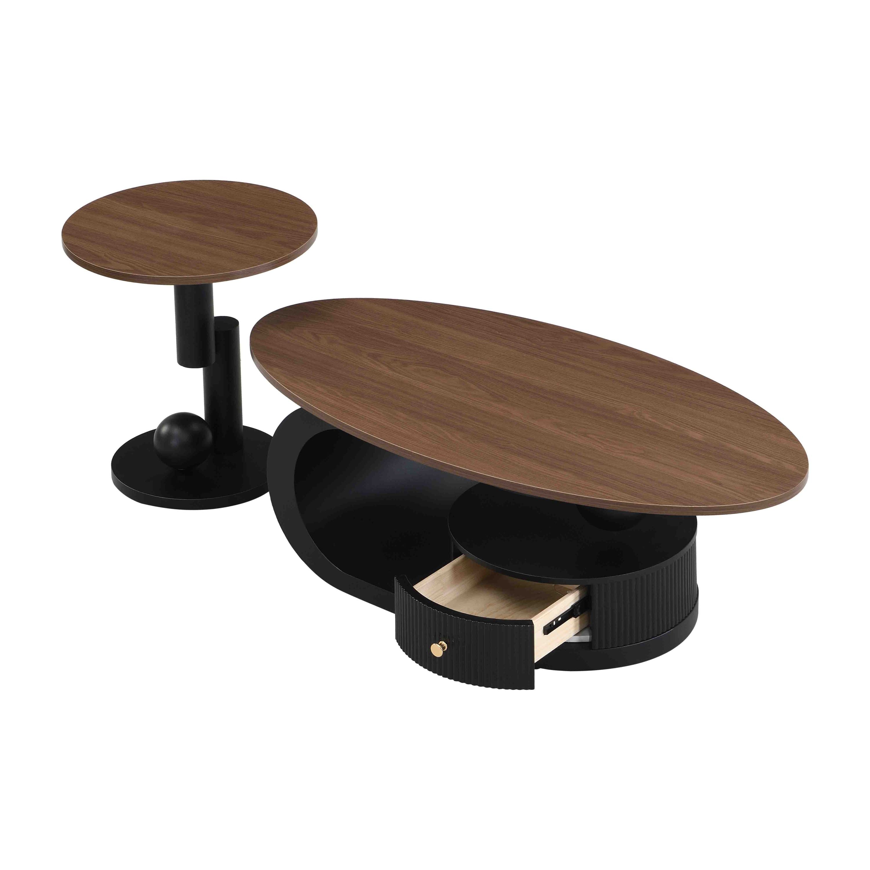 Elegant Black Nesting Coffee Table Set of 2 with Storage.