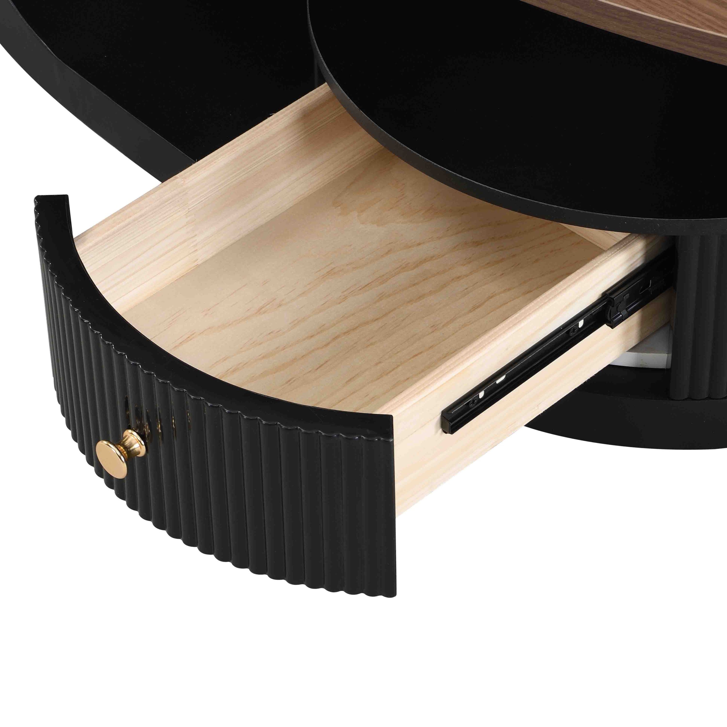 Elegant Black Nesting Coffee Table Set of 2 with Storage.