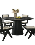 Dining Room Table Black Round Dining Table Cone-Shaped Pedestal Base 1pc Dining Room Furniture