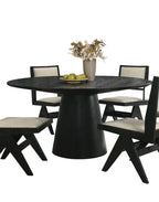 Dining Room Table Black Round Dining Table Cone-Shaped Pedestal Base 1pc Dining Room Furniture