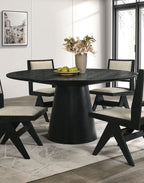 Dining Room Table Black Round Dining Table Cone-Shaped Pedestal Base 1pc Dining Room Furniture