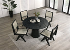 Dining Room Table Black Round Dining Table Cone-Shaped Pedestal Base 1pc Dining Room Furniture