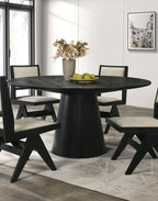 Dining Room Table Black Round Dining Table Cone-Shaped Pedestal Base 1pc Dining Room Furniture