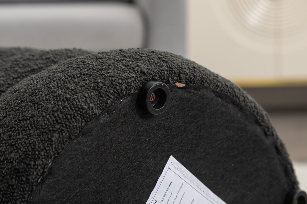 006-Soft Boucle  Round Ottoman Footrest Stool,Black