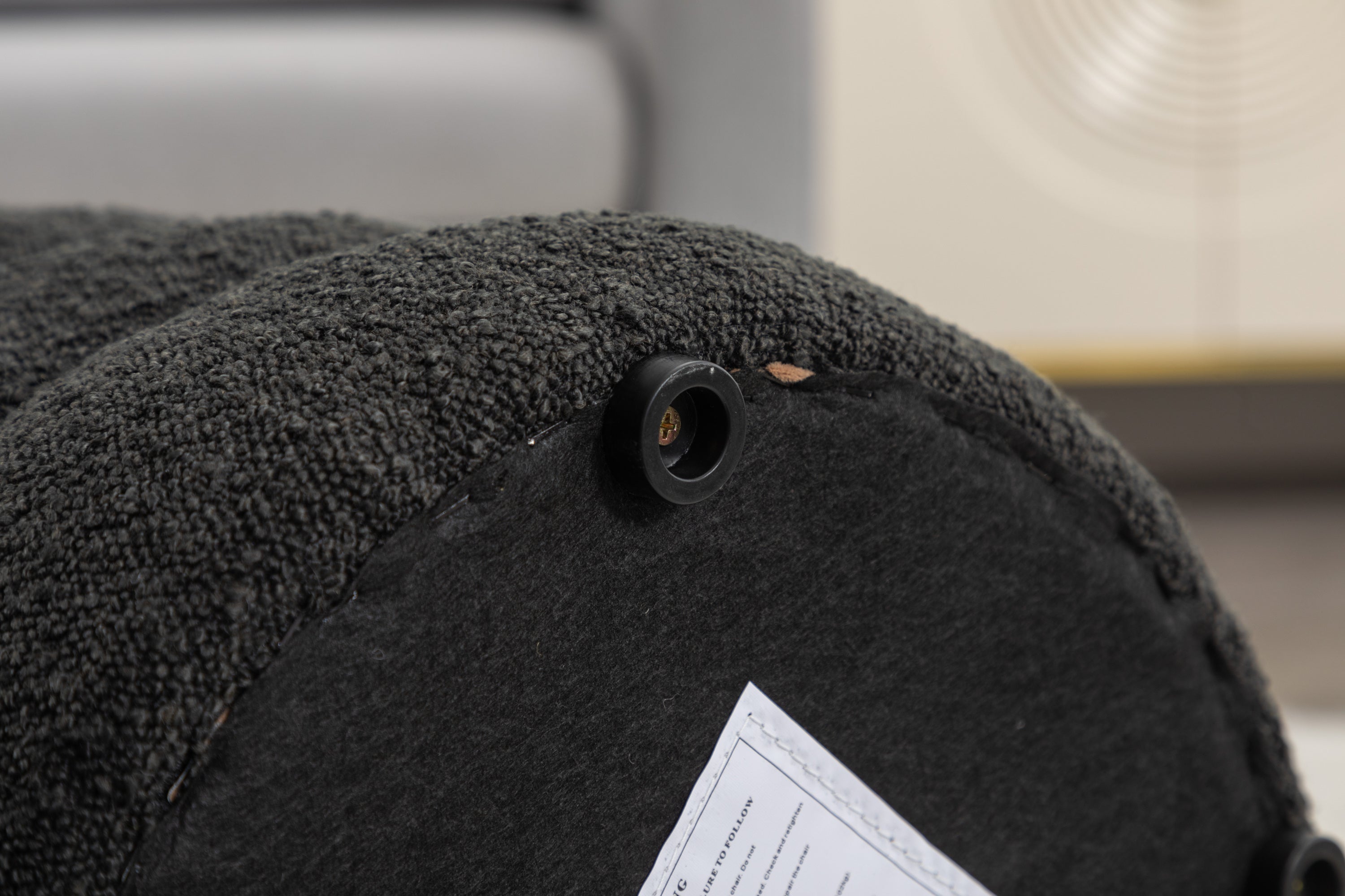 006-Soft Boucle  Round Ottoman Footrest Stool,Black