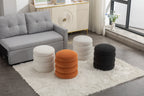 006-Soft Boucle  Round Ottoman Footrest Stool,Black