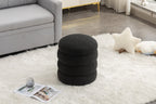 006-Soft Boucle  Round Ottoman Footrest Stool,Black