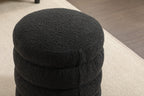 006-Soft Boucle  Round Ottoman Footrest Stool,Black