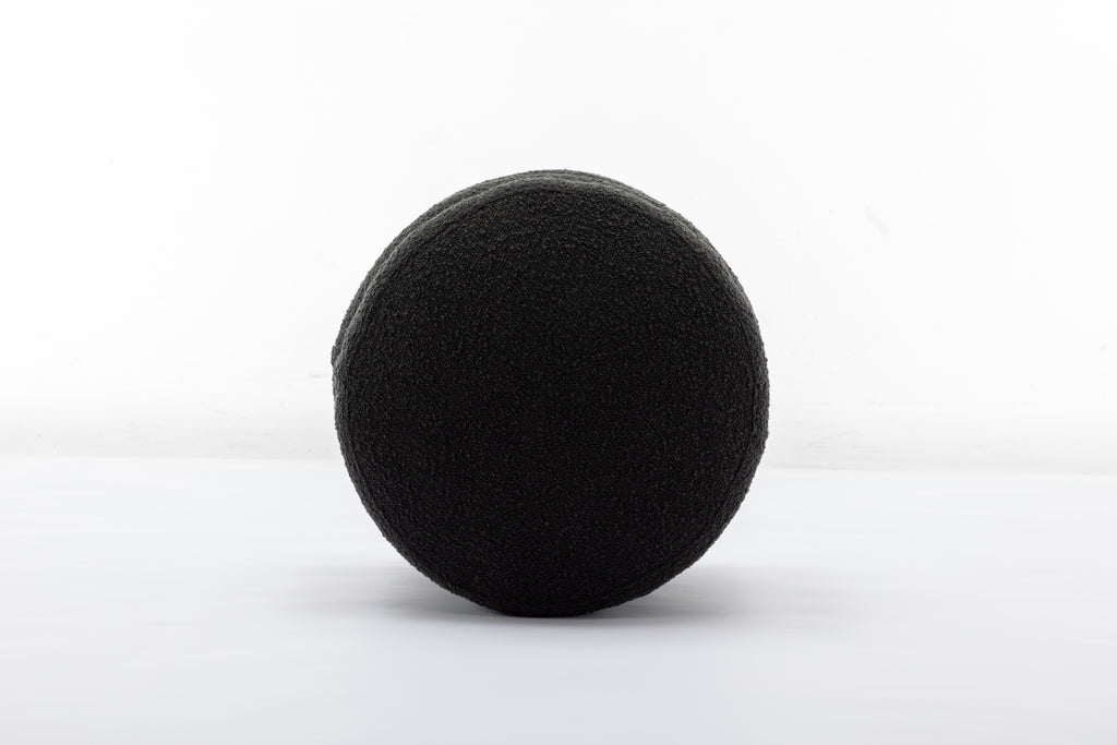 006-Soft Boucle  Round Ottoman Footrest Stool,Black