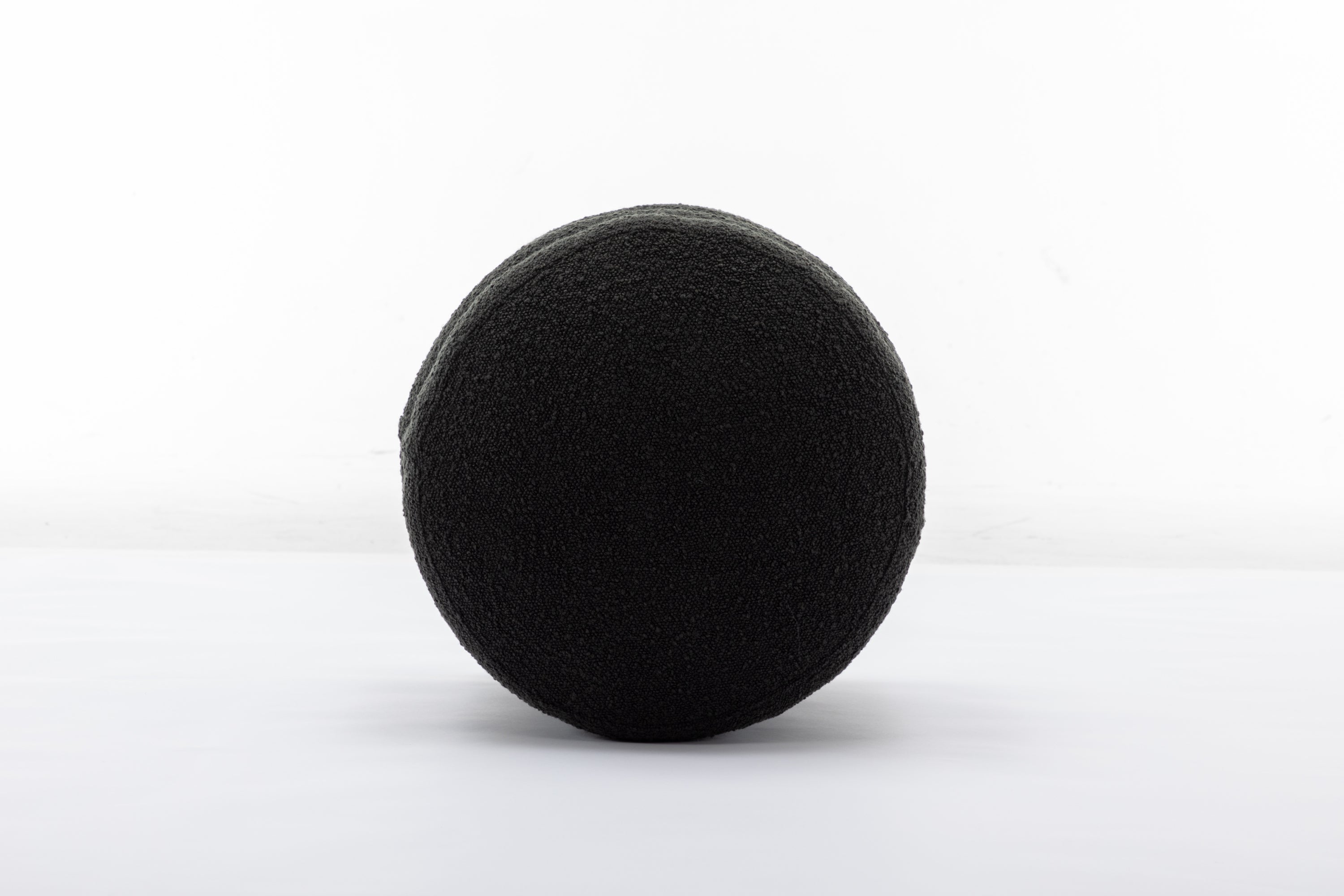 006-Soft Boucle  Round Ottoman Footrest Stool,Black