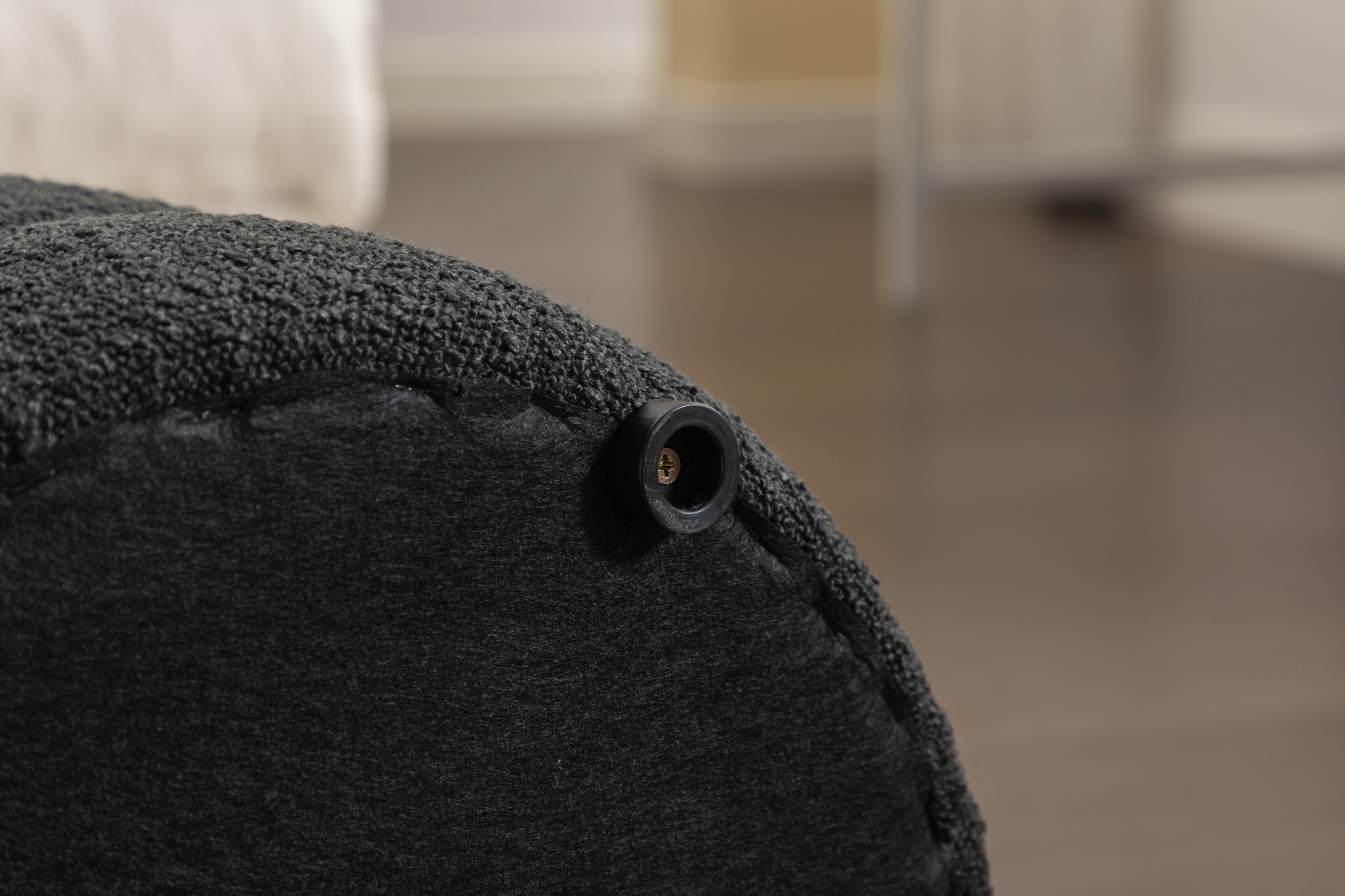 006-Soft Boucle  Round Ottoman Footrest Stool,Black