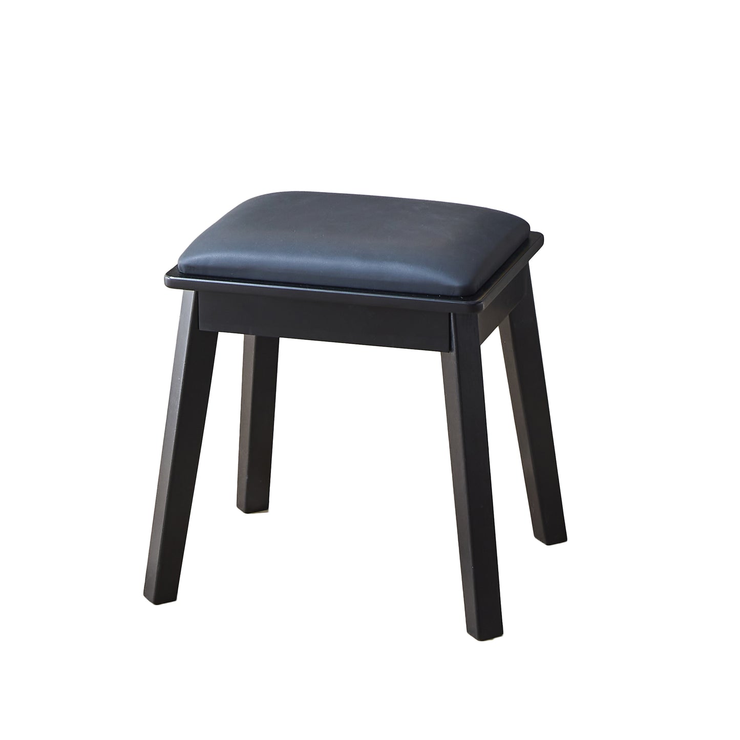 Modern Makeup Vanity Desk with LED Lights & Mirror, 4 Drawer Dressing Table Set with Stool, 3 Colors Dimmable Brightness, Space-Saving for Bedroom, Black