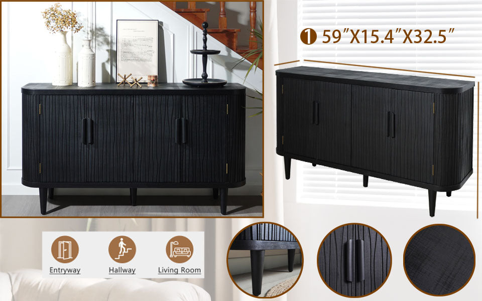 Accent Storage Cabinet, Modern Accent Buffet Cabinet with Adjustable Shelves, Freestanding Sideboard with Four Doors, Accent Cabinet with 4 Doors for Hallway Entryway Living Room