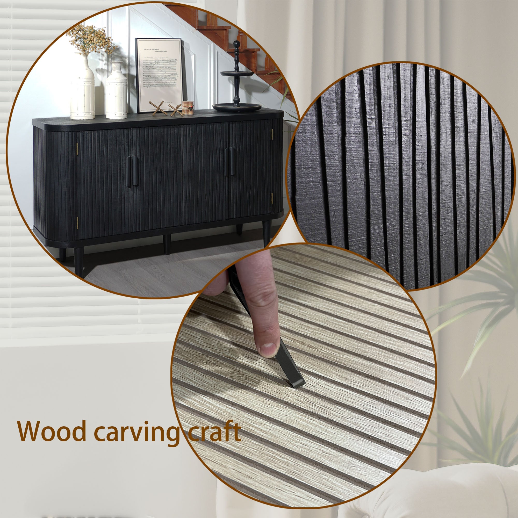 Accent Storage Cabinet, Modern Accent Buffet Cabinet with Adjustable Shelves, Freestanding Sideboard with Four Doors, Accent Cabinet with 4 Doors for Hallway Entryway Living Room