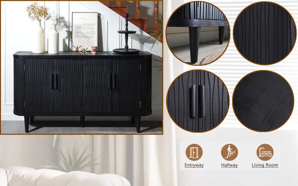 Accent Storage Cabinet, Modern Accent Buffet Cabinet with Adjustable Shelves, Freestanding Sideboard with Four Doors, Accent Cabinet with 4 Doors for Hallway Entryway Living Room