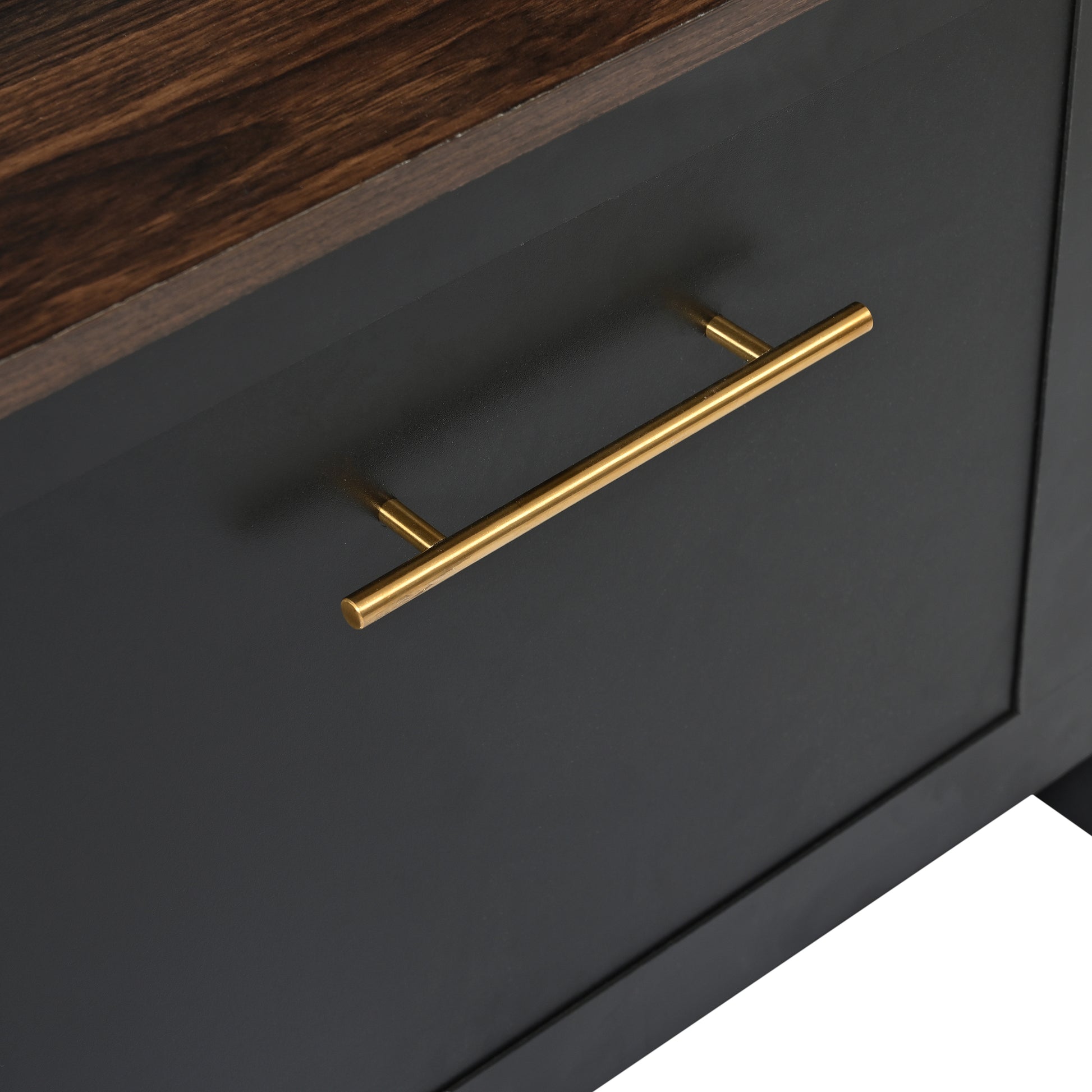 ON-TREND Versatile 4-in-1 Hall Tree with 6 Golden Hooks, Wood Grain Bench with Multiple Storage Space, Entryway Coat Rack with 2 Drawers for Living Room, Hallway, Black, 76.6''H (OLD SKU:N721S000034B)