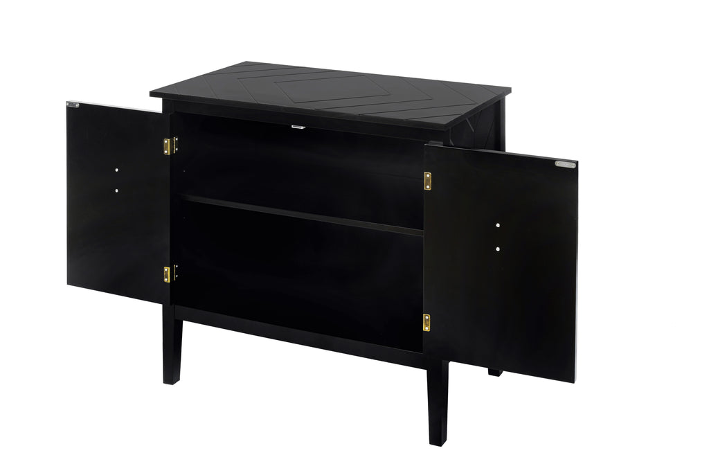 2 Door Wooden Cabinets, Black Wood Cabinet Vintage  Style Sideboard for Living Room Dining Room Office