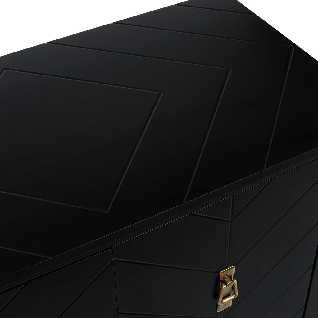 2 Door Wooden Cabinets, Black Wood Cabinet Vintage  Style Sideboard for Living Room Dining Room Office