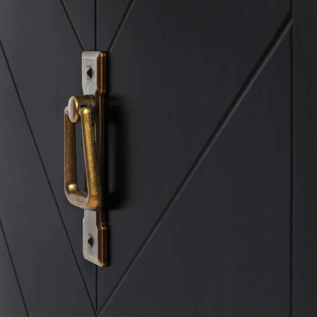 2 Door Wooden Cabinets, Black Wood Cabinet Vintage  Style Sideboard for Living Room Dining Room Office