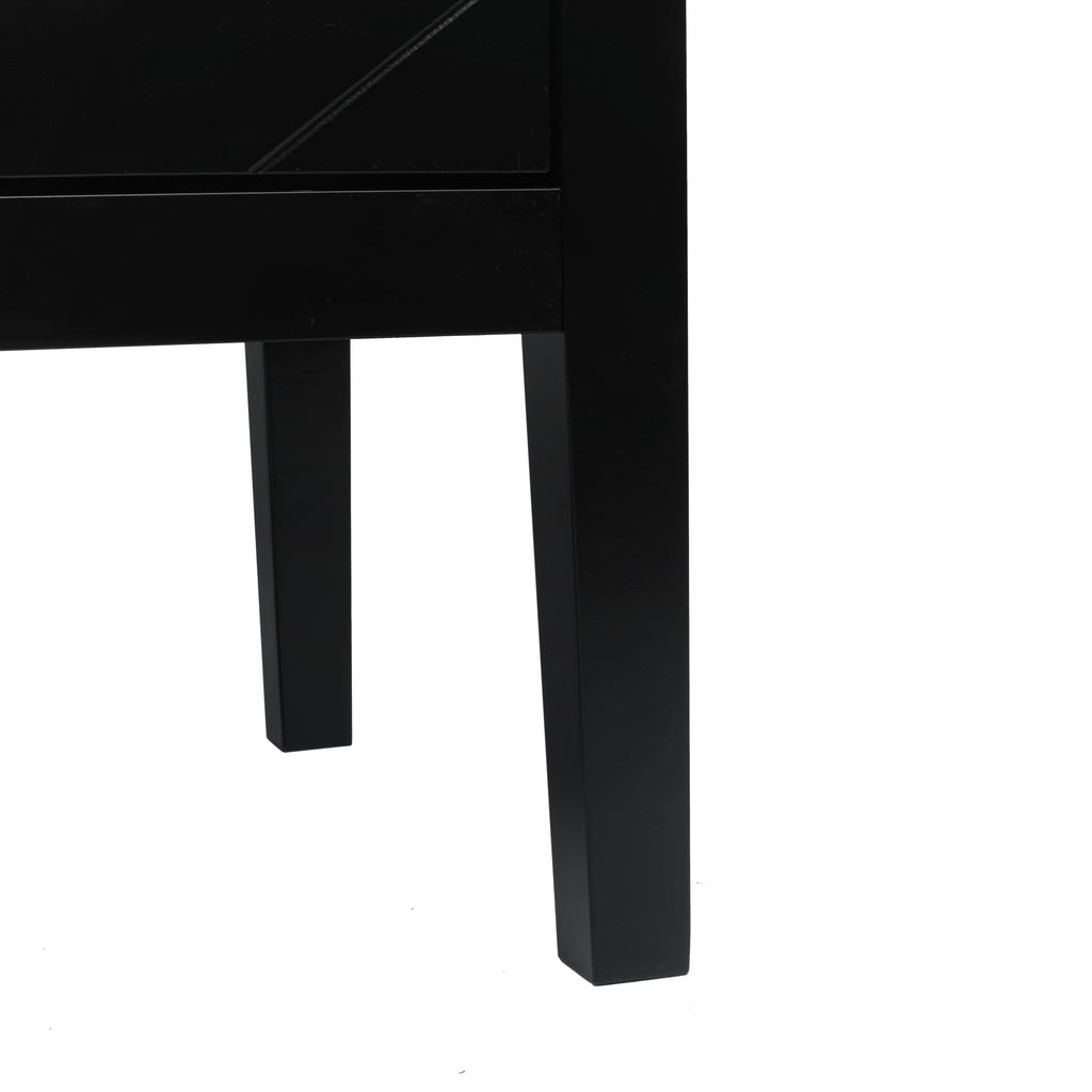 2 Door Wooden Cabinets, Black Wood Cabinet Vintage  Style Sideboard for Living Room Dining Room Office