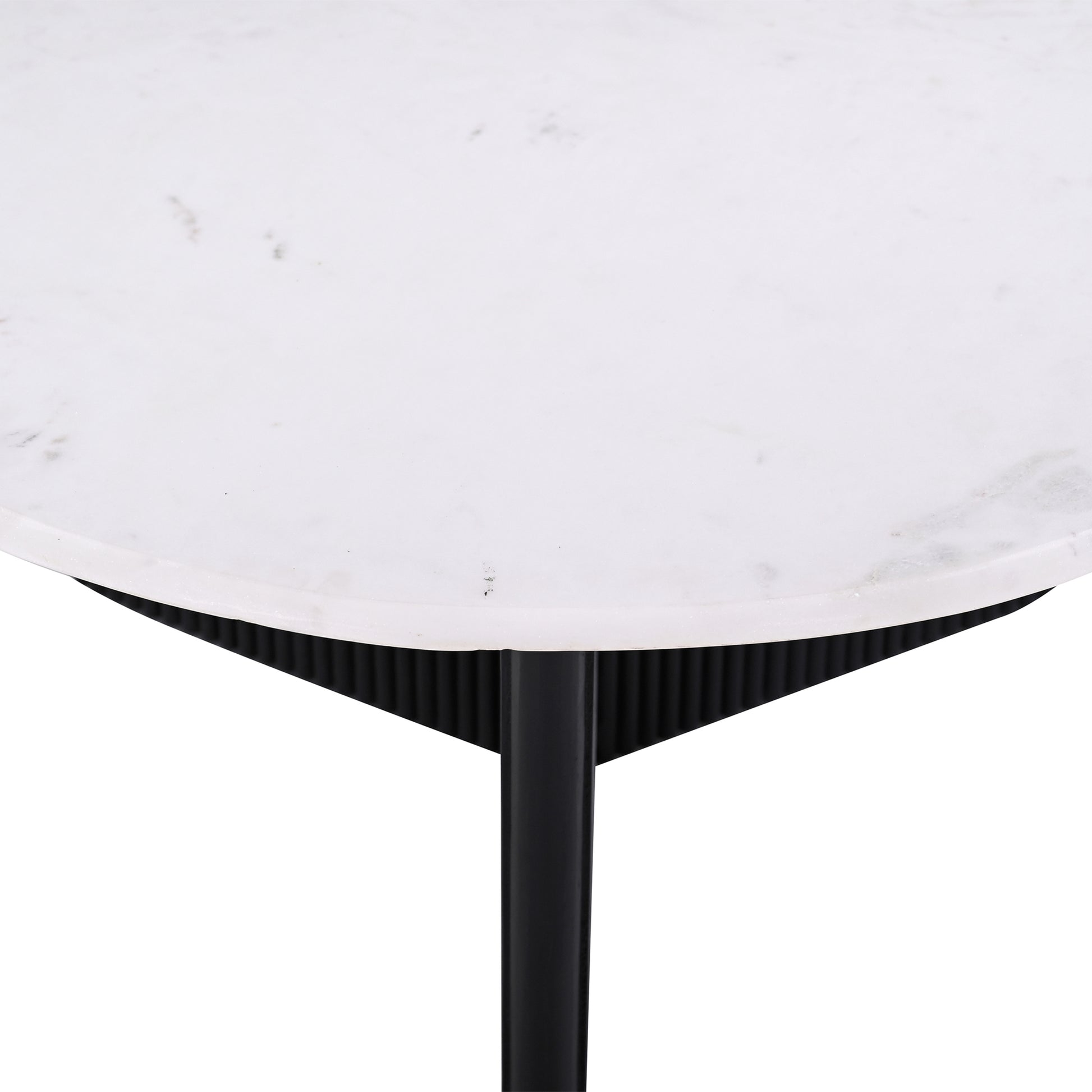 Luxurious Round Mable Topped Pedestal Coffee Table, Living Room Sofa Side Table, White/Black
