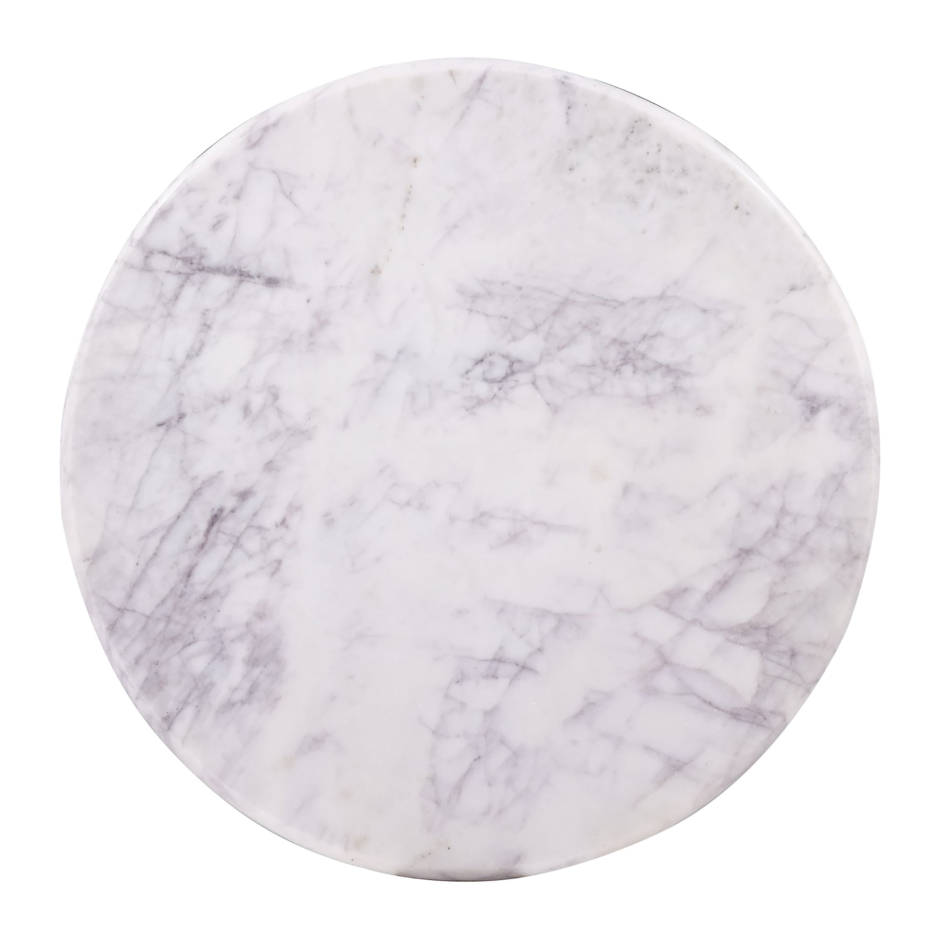 Luxurious Round Mable Topped Pedestal Coffee Table, Living Room Sofa Side Table, White/Black