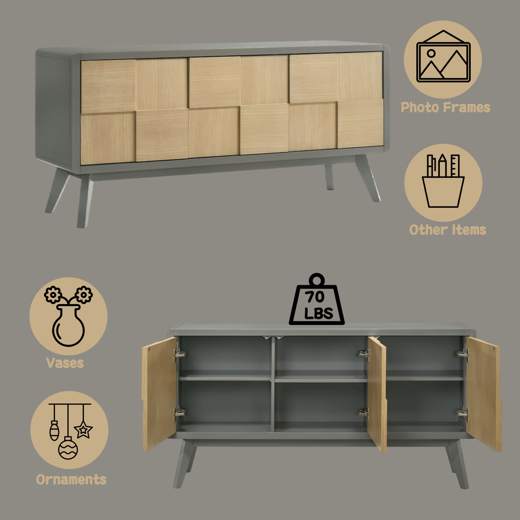 Blayde Natural & White Chenille Finish 8PCs Dining Room Set