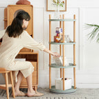 Storage Shelf, 360° Rotating Bookshelf, 4 Tier Bookcase w/ Large-Capacity Storage Space, Multifunctional Storage Rack, Compact Design, Standing Shelf for Living Room, Bedroom, Study Room, Kitchen