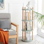 Storage Shelf, 360° Rotating Bookshelf, 4 Tier Bookcase w/ Large-Capacity Storage Space, Multifunctional Storage Rack, Compact Design, Standing Shelf for Living Room, Bedroom, Study Room, Kitchen