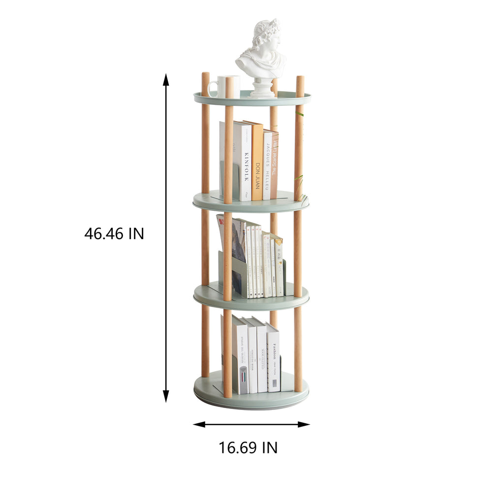 Storage Shelf, 360° Rotating Bookshelf, 4 Tier Bookcase w/ Large-Capacity Storage Space, Multifunctional Storage Rack, Compact Design, Standing Shelf for Living Room, Bedroom, Study Room, Kitchen