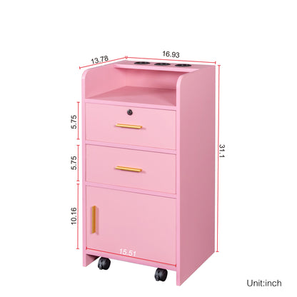Blush Boutique Locking Beauty Salon Storage Cabinet Hair Dryer Holder Stylist Equipment Drawer