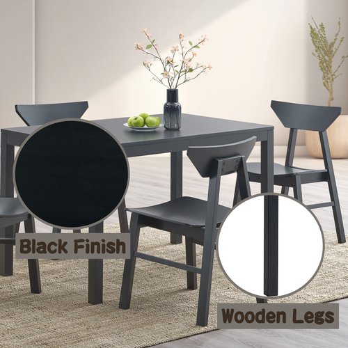 Elegant Briar 5-Piece Black Wood Rectangular Dining Set.