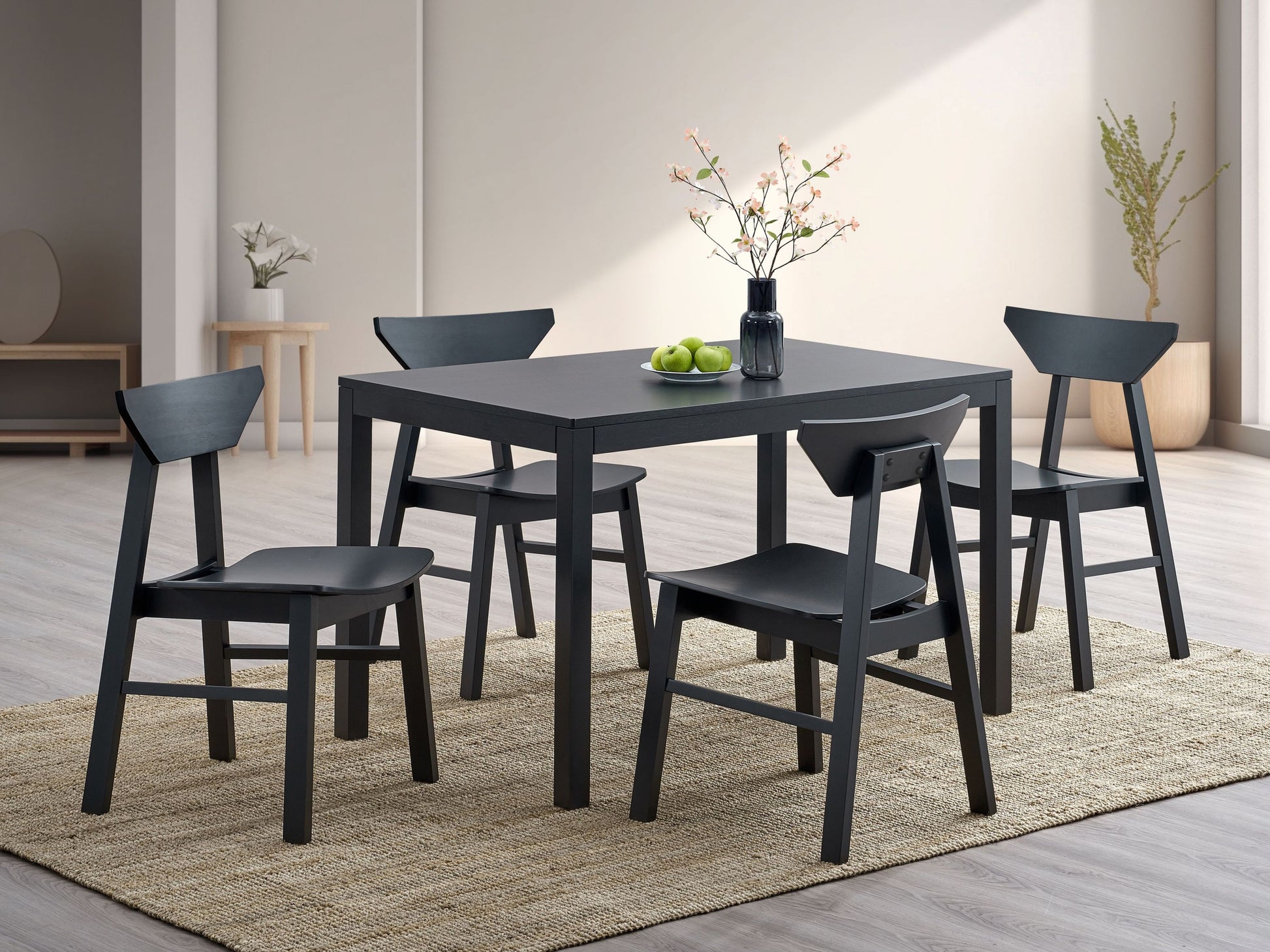 Briar 5Pcs Black Finish Rectangular Table w/ Chair Dining Set