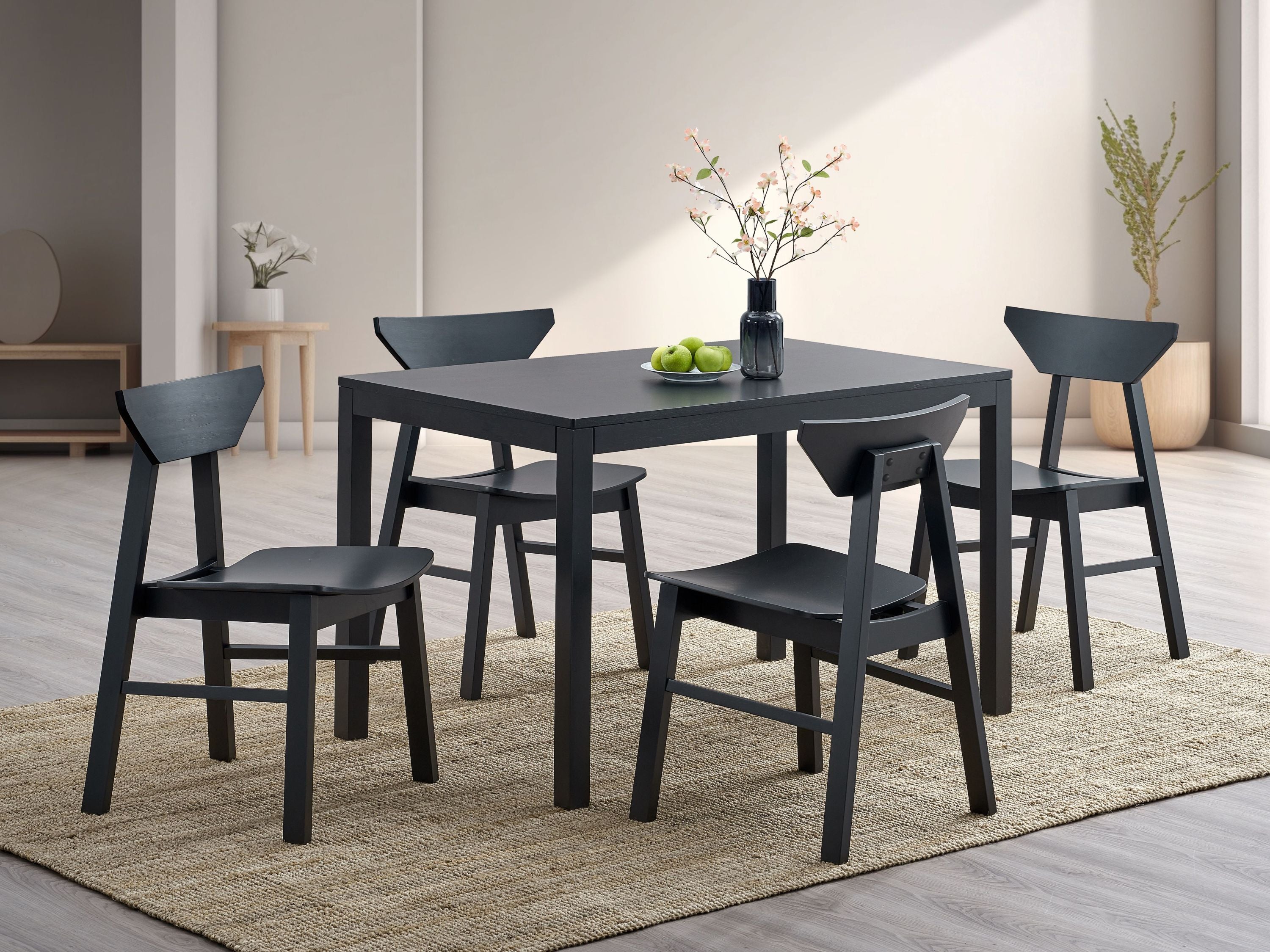 Briar 5Pcs Black Finish Rectangular Table w/ Chair Dining Set