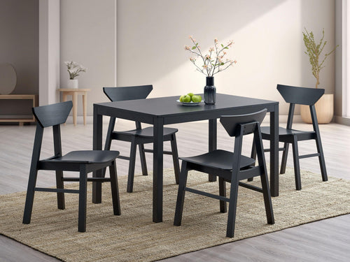Elegant Briar 5-Piece Black Wood Rectangular Dining Set.