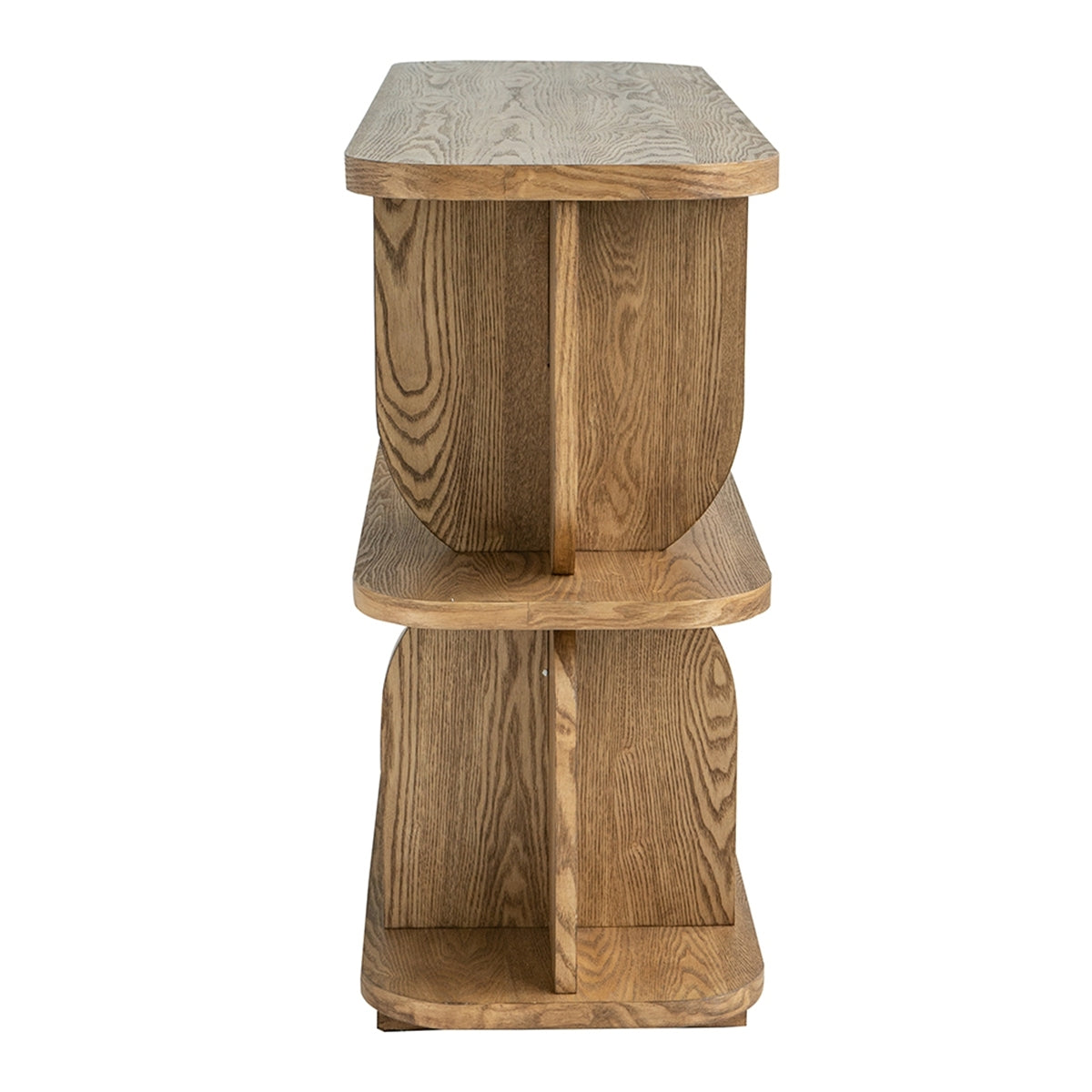 47x15x32.5' Three-Tiered Wooden Shelf with Brown Ash Veneer Finish Bookshelf