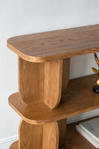 47x15x32.5' Three-Tiered Wooden Shelf with Brown Ash Veneer Finish Bookshelf