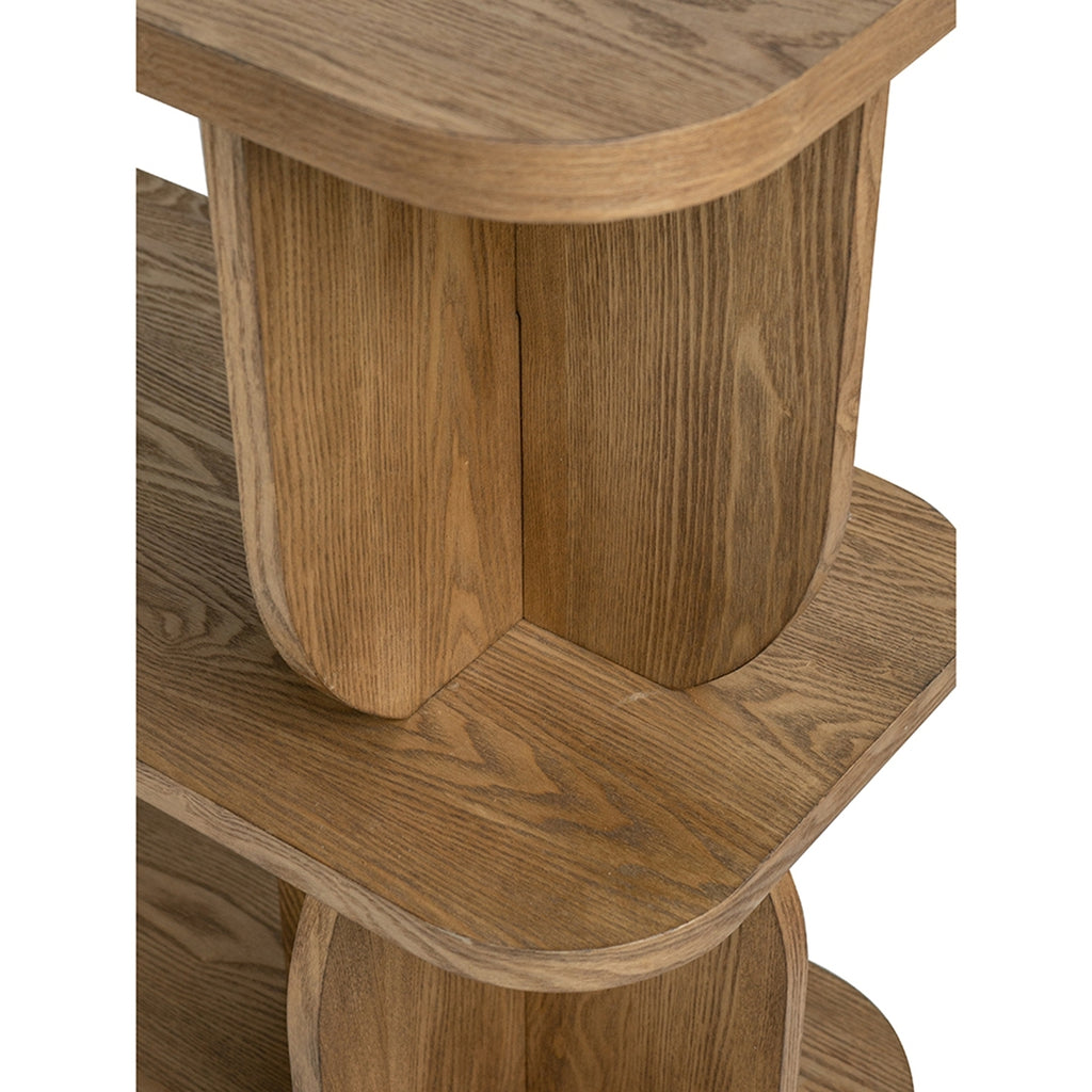 47x15x32.5' Three-Tiered Wooden Shelf with Brown Ash Veneer Finish Bookshelf