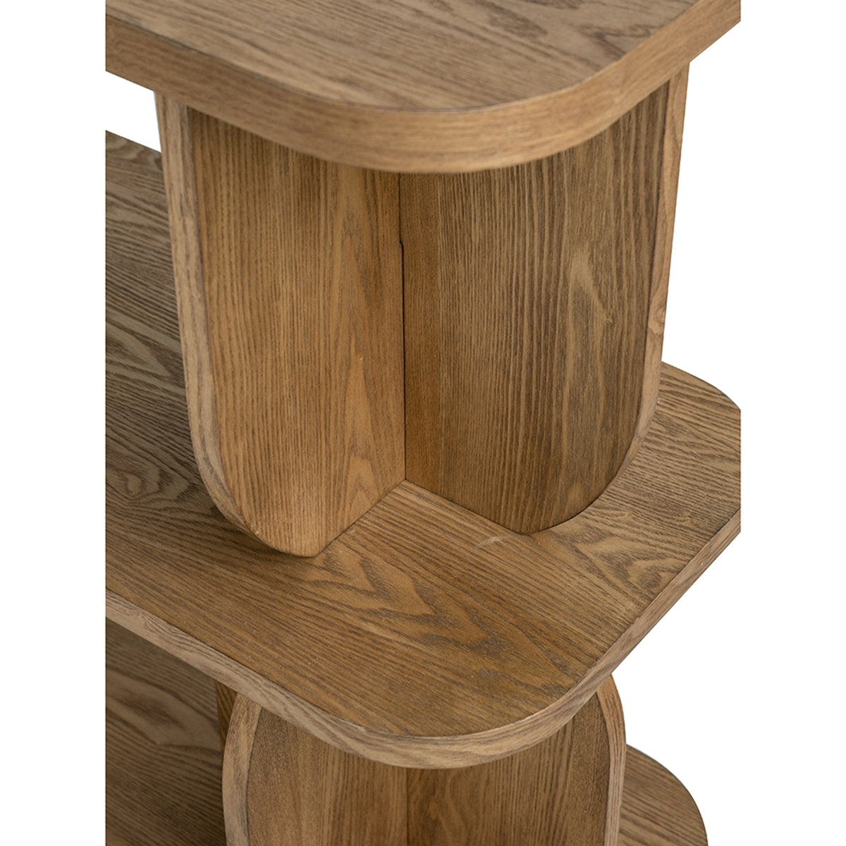 47x15x32.5' Three-Tiered Wooden Shelf with Brown Ash Veneer Finish Bookshelf