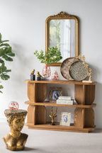 47x15x32.5' Three-Tiered Wooden Shelf with Brown Ash Veneer Finish Bookshelf