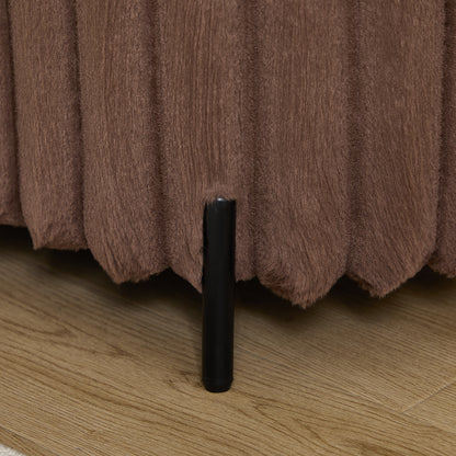 49.2' Wide Faux Fur Flip Top Storage Bench with Black Metal Legs, Bed End Stool Foot Rest for Living Room Entryway Dorm Bedroom,Brown