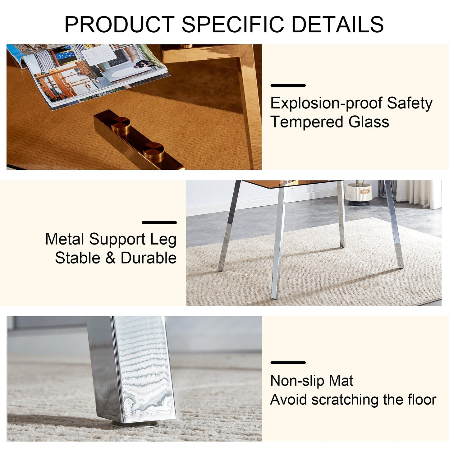 Brown Glass Modern Dining Table Set