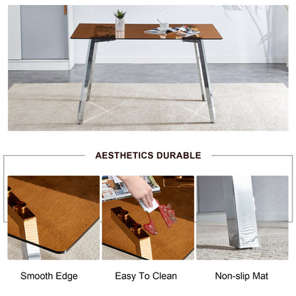 Brown Glass Modern Dining Table Set
