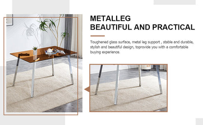 Brown Glass Modern Dining Table Set