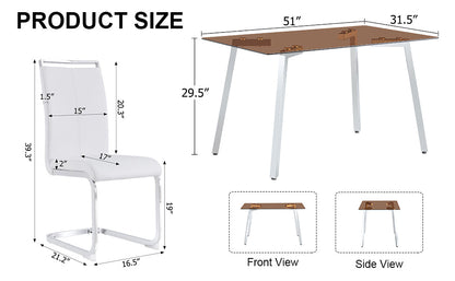 Brown Glass Modern Dining Table Set