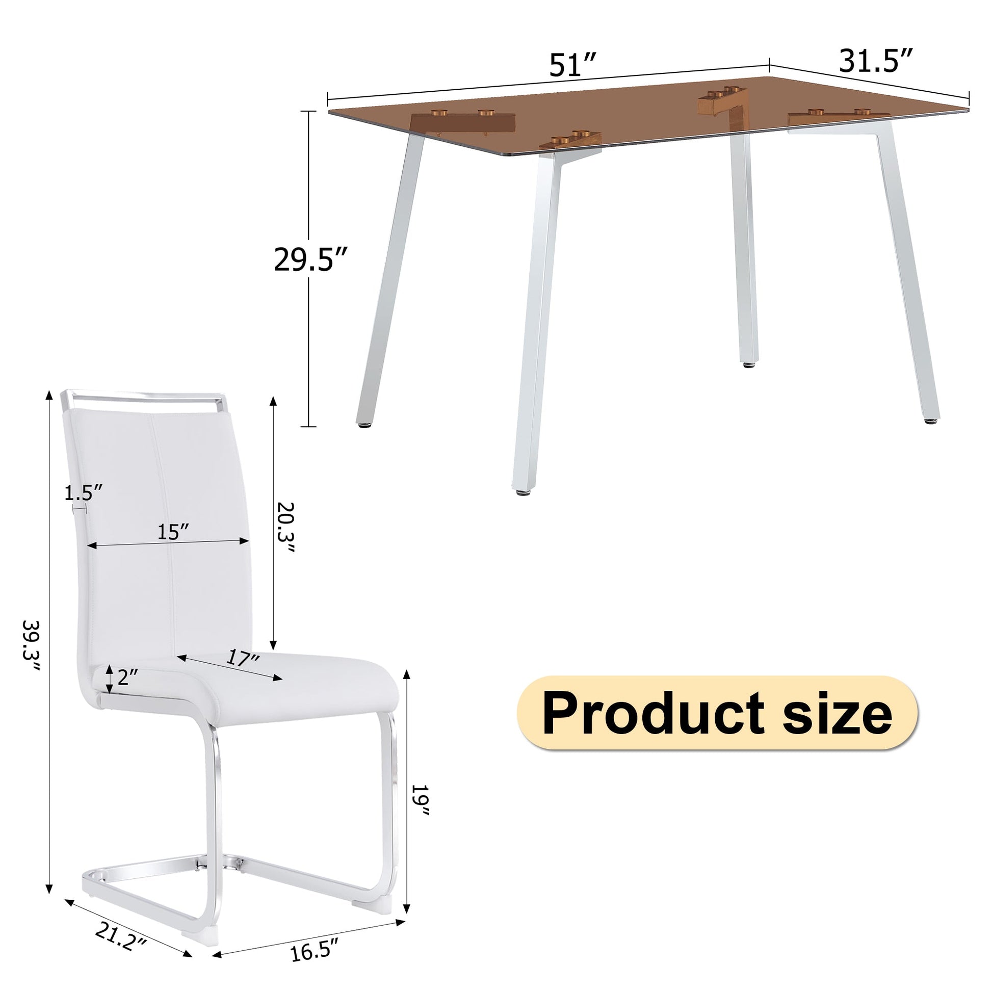 Brown Glass Modern Dining Table Set