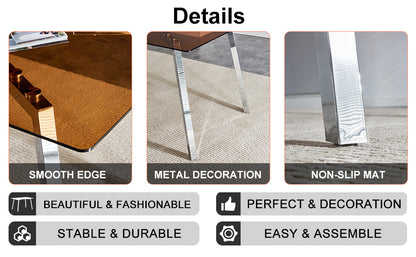 Brown Glass Modern Dining Table Set