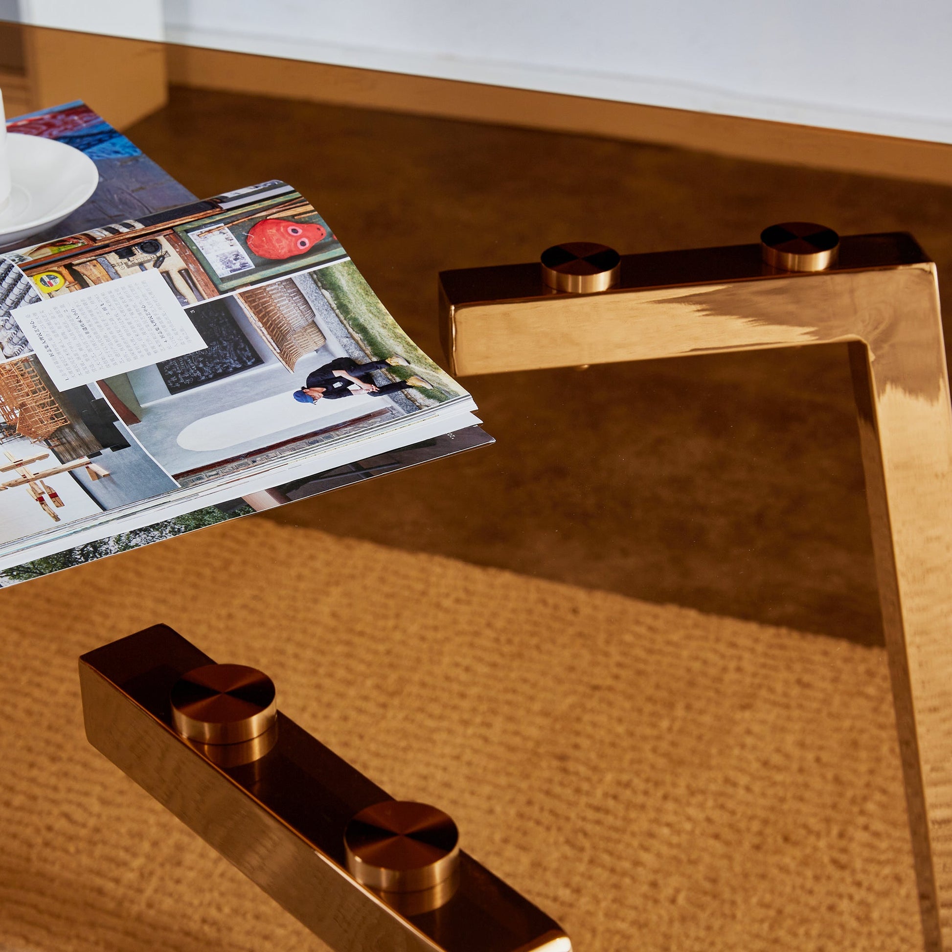 Brown Glass Modern Dining Table Set